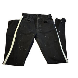 MAN Black White Striped Jeans Mens 28